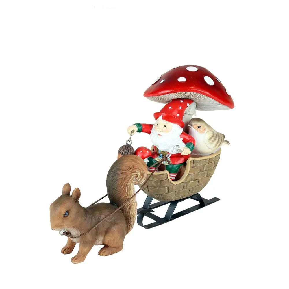 + squirrel w/santa gnome sleigh tt brwn 24,5cm