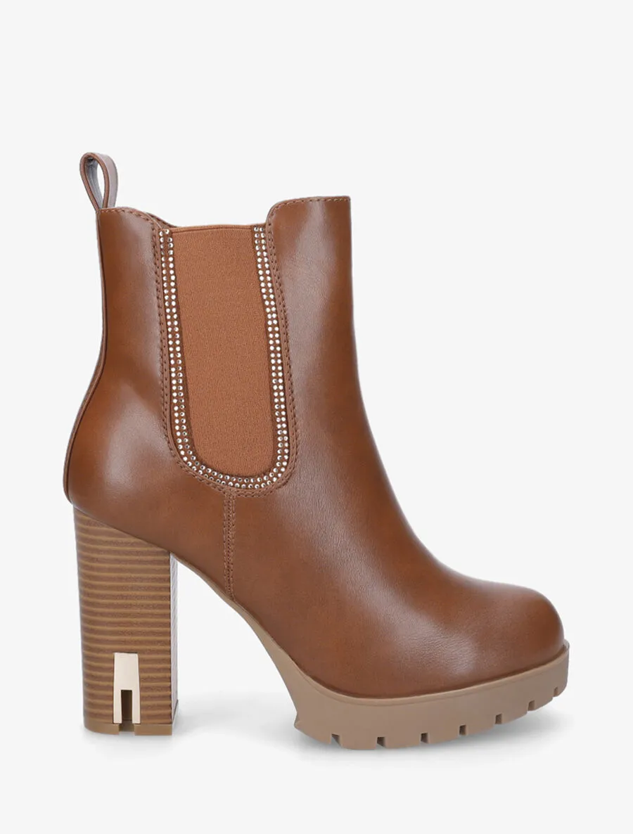 Bottines en simili à talon haut et strass