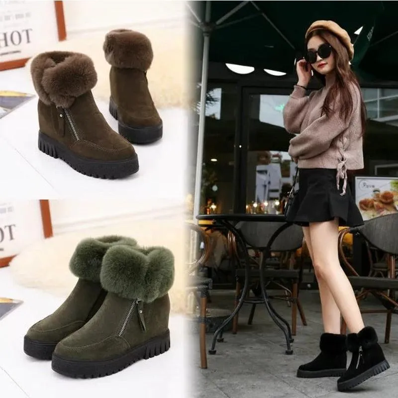Bottines fausse fourrure - Talon compensé caché