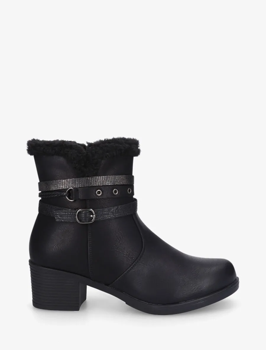 Bottines fourrées à talon - Noir