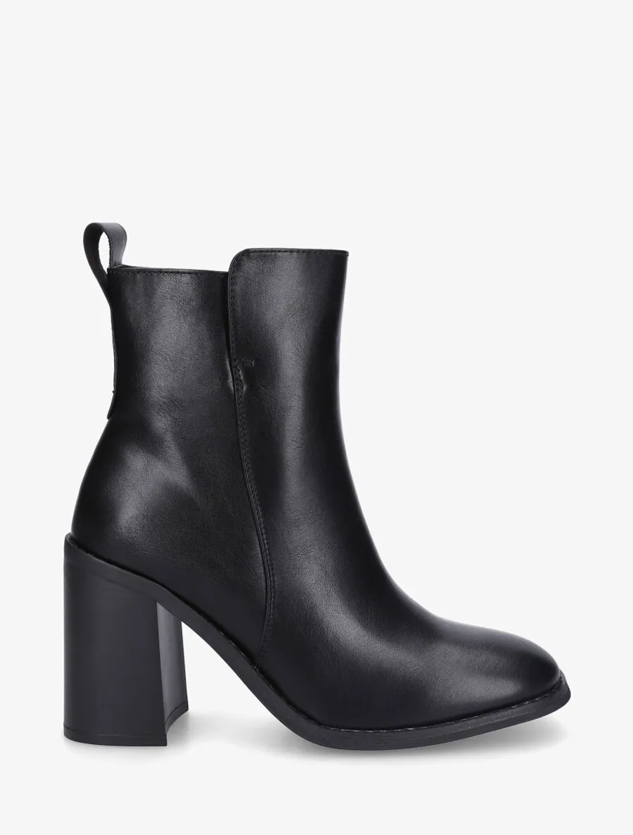 Bottines unies en simili à talon haut - Noir