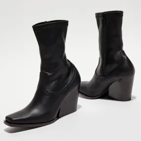 Bottines Vegan Cowboy noires - Talon 8,5 cm