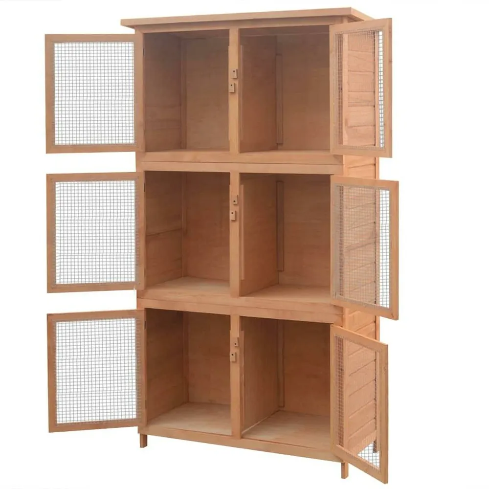 Cage pour animaux 6 compartiments 55,6 x 32 x 24,9 cm bois