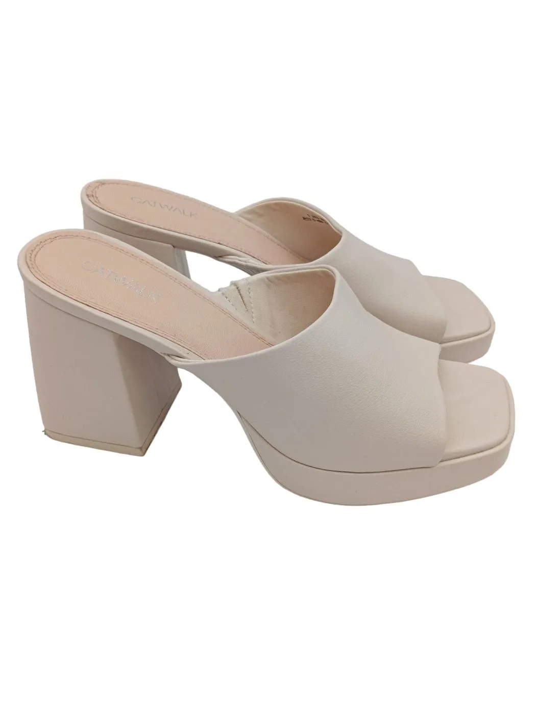 Catwalk Mule à talon blanc cassé style décontracté