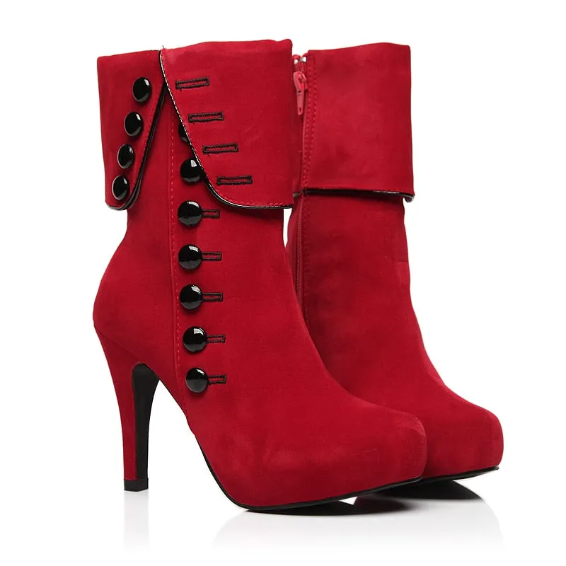 Chaussures Bottines - Talon haut aiguille - Boutons décoratifs