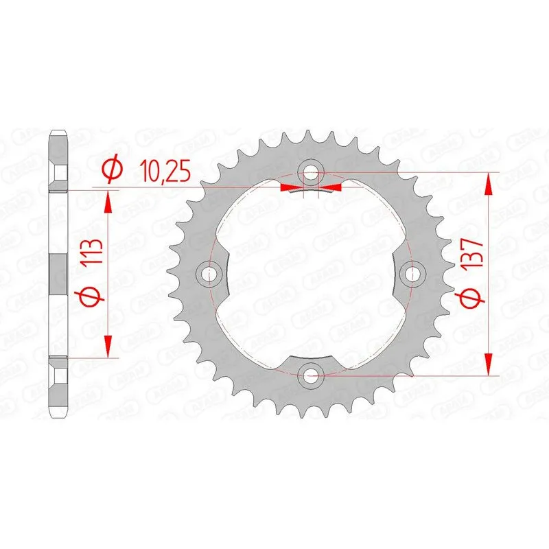 Couronne AFAM 36 dents acier pas 520 type 14412 Suzuki