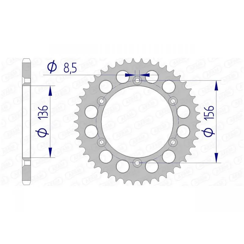 Couronne AFAM 42 dents alu ultra-light pas 520 type 15206N
