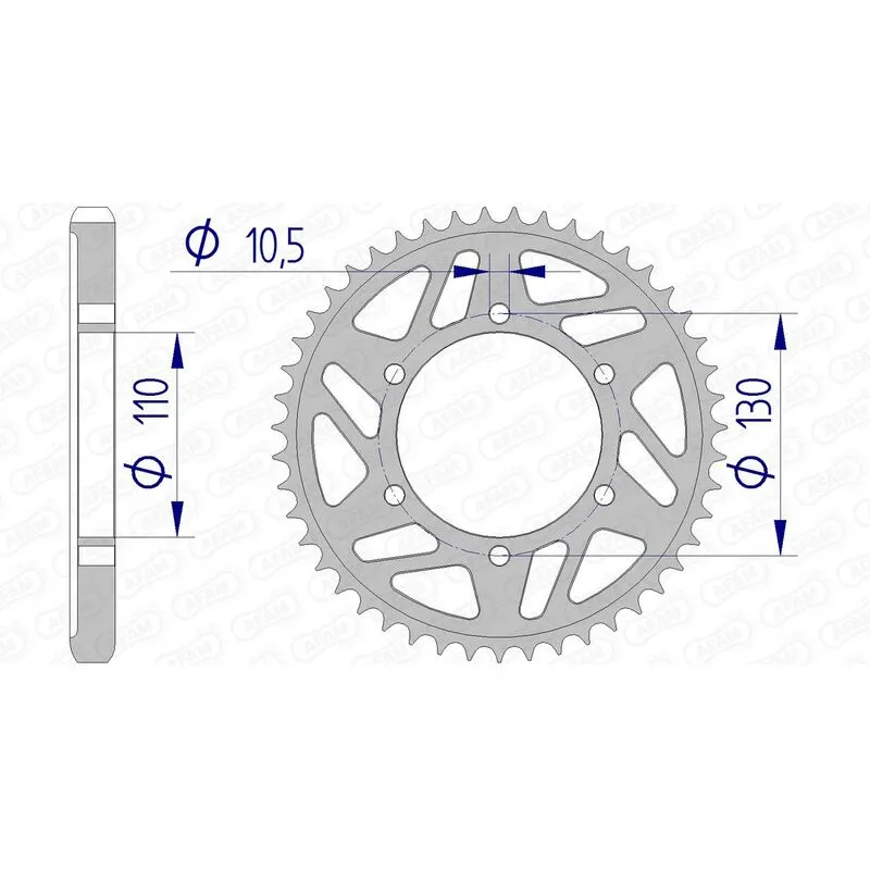 Couronne AFAM 45 dents alu pas 530 type 13813