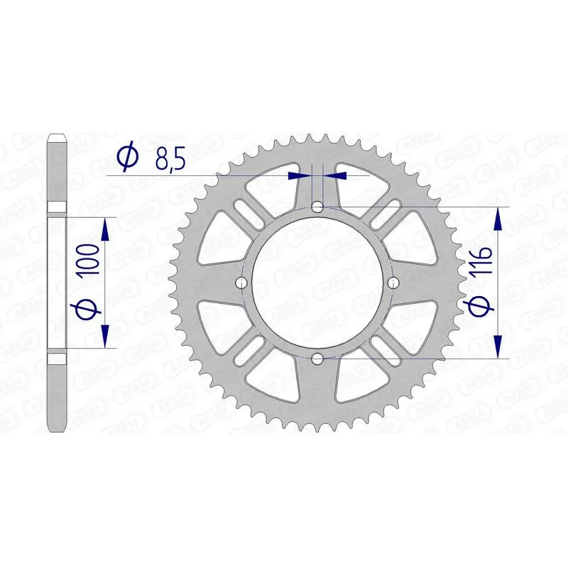 Couronne AFAM 54 dents alu pas 420 type 17104N