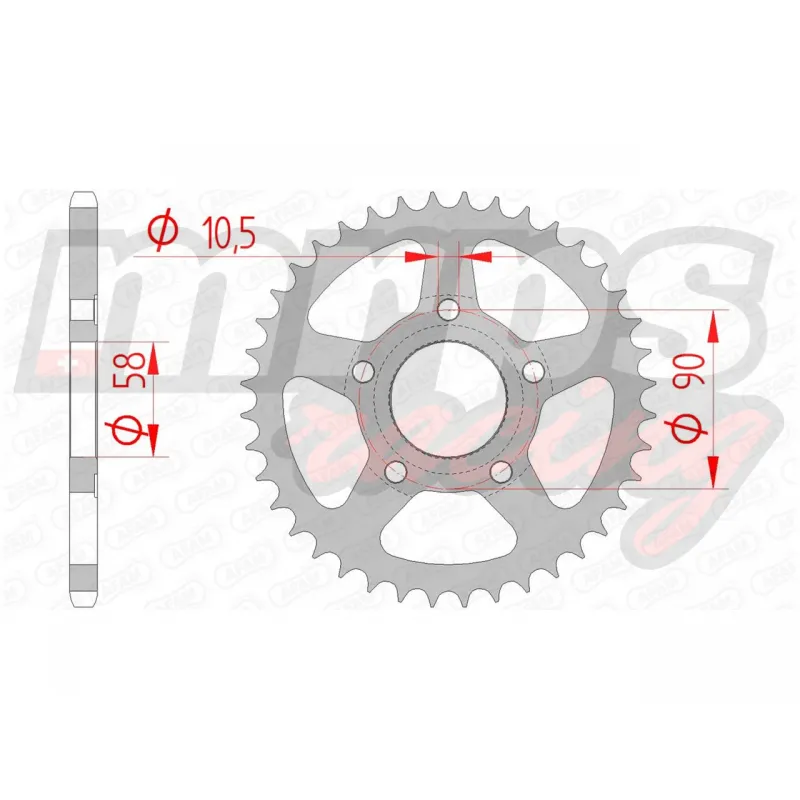 Couronne AFAM acier type 10215 pas 520 (40 dents)