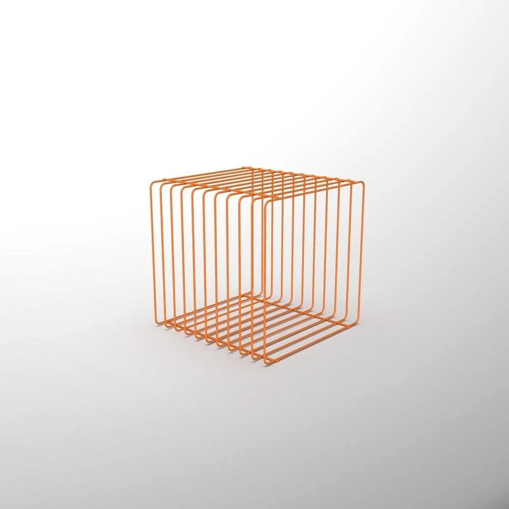 Cube en grille orange - Diamètre du fil 6mm