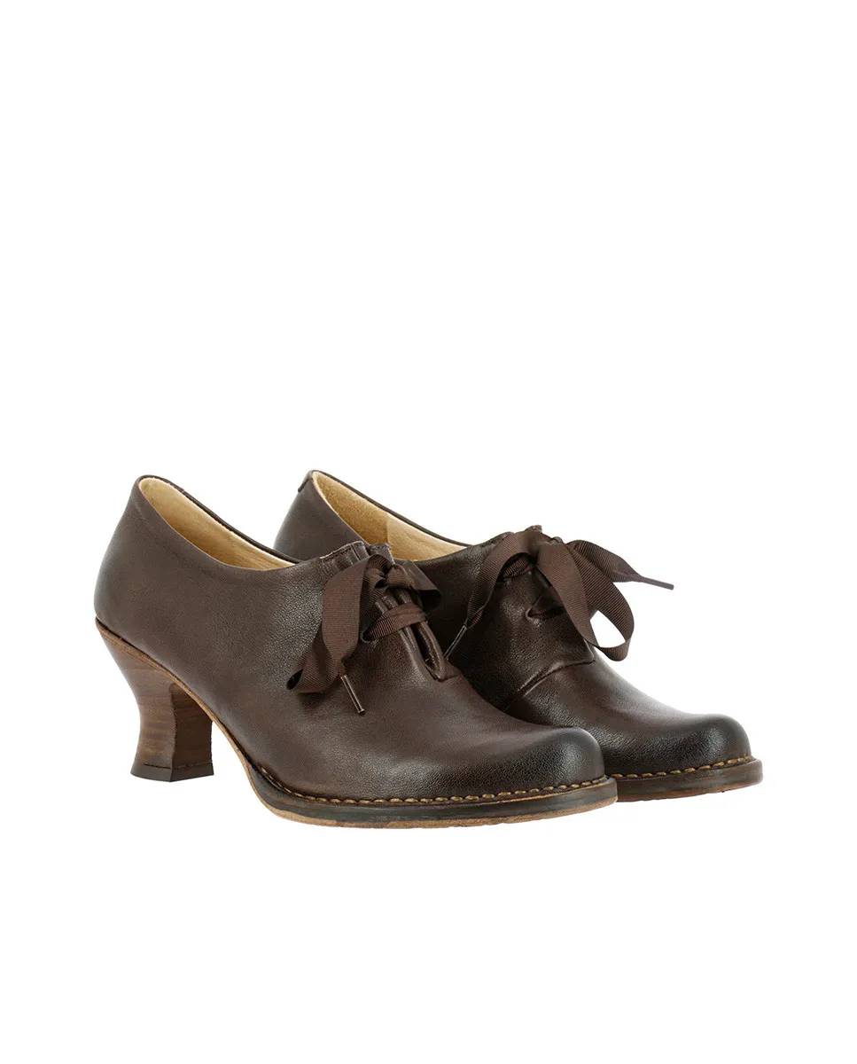 Derbies en cuir à talon bobine - Marron