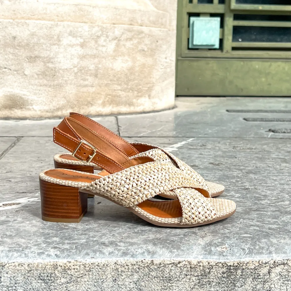 Donna Lucca Sandales Cuir et Rafia Talon 1337 BIS