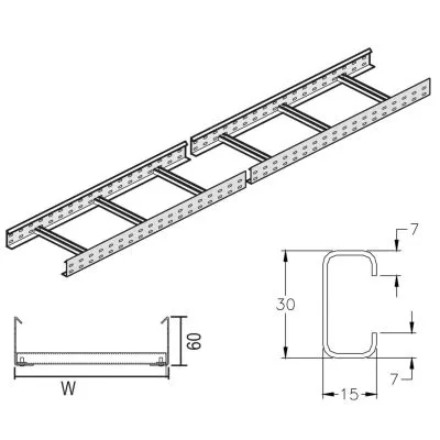 Echelle à Cable H=60x300 
