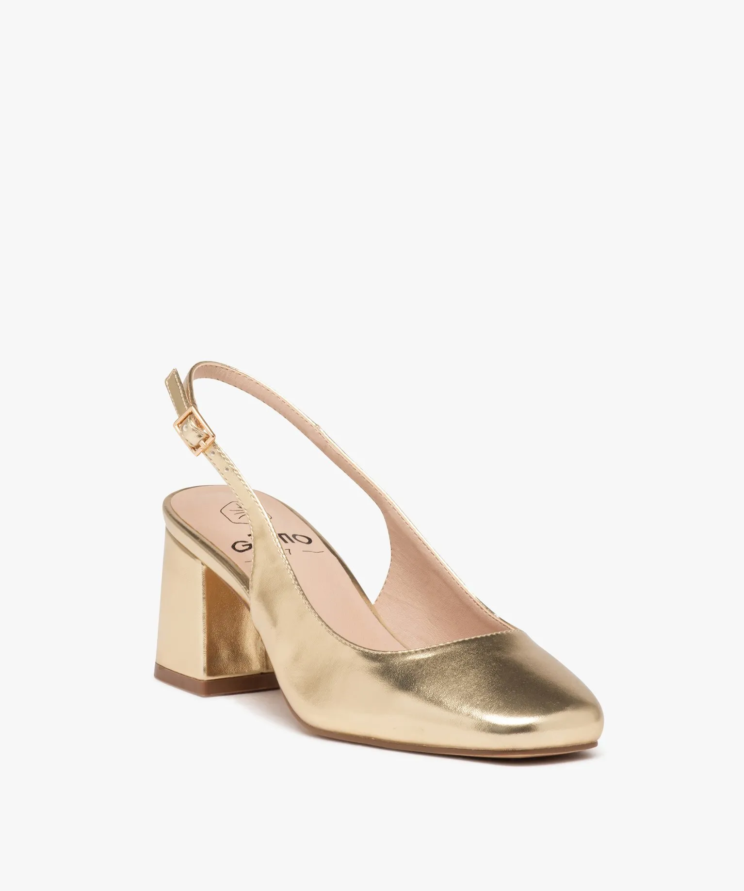 escarpins femme unis a talon et bout carres avec bride cheville jaune escarpins talon carre