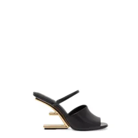 Fendi First - Sandales à talon aiguille en cuir noir | Fendi