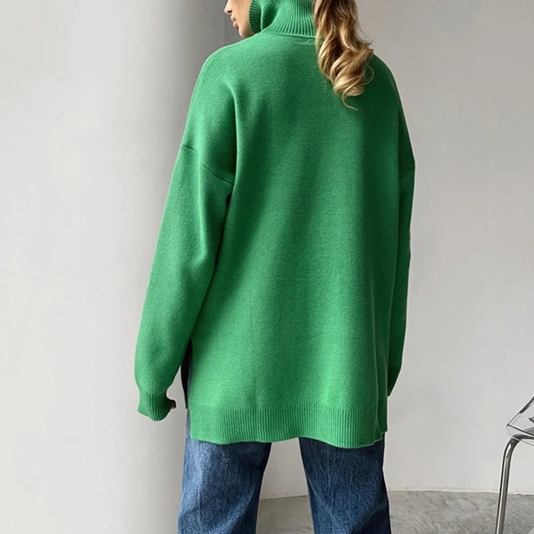 Iryna | Pull d'automne femme grande taille à col roulé et coupe ample.