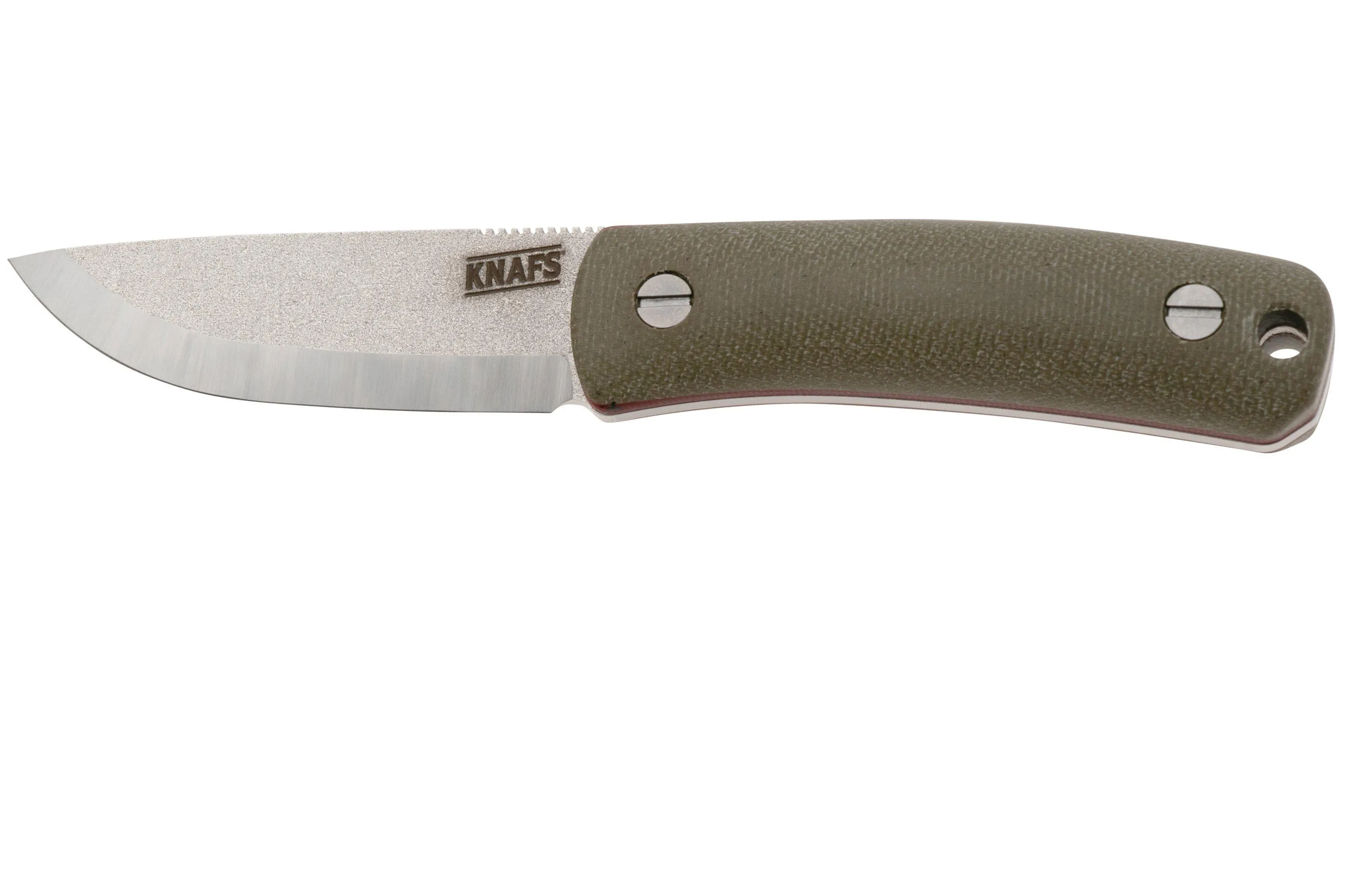 KNAFS Lulu KNAFS-00231 Raw CPM MagnaCut, Green Canvas Micarta, couteau fixe