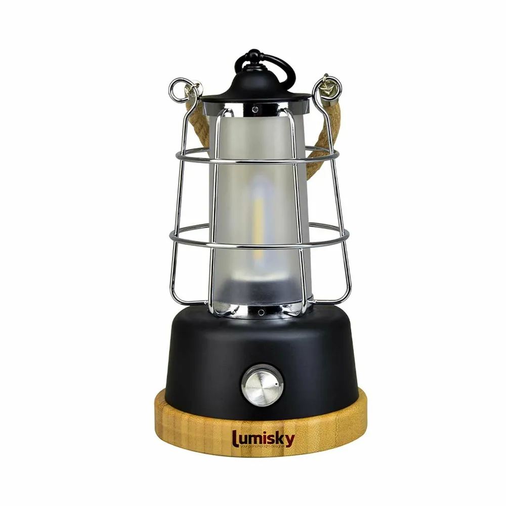 Lanterne sans fil led wildy noir metal h23cm