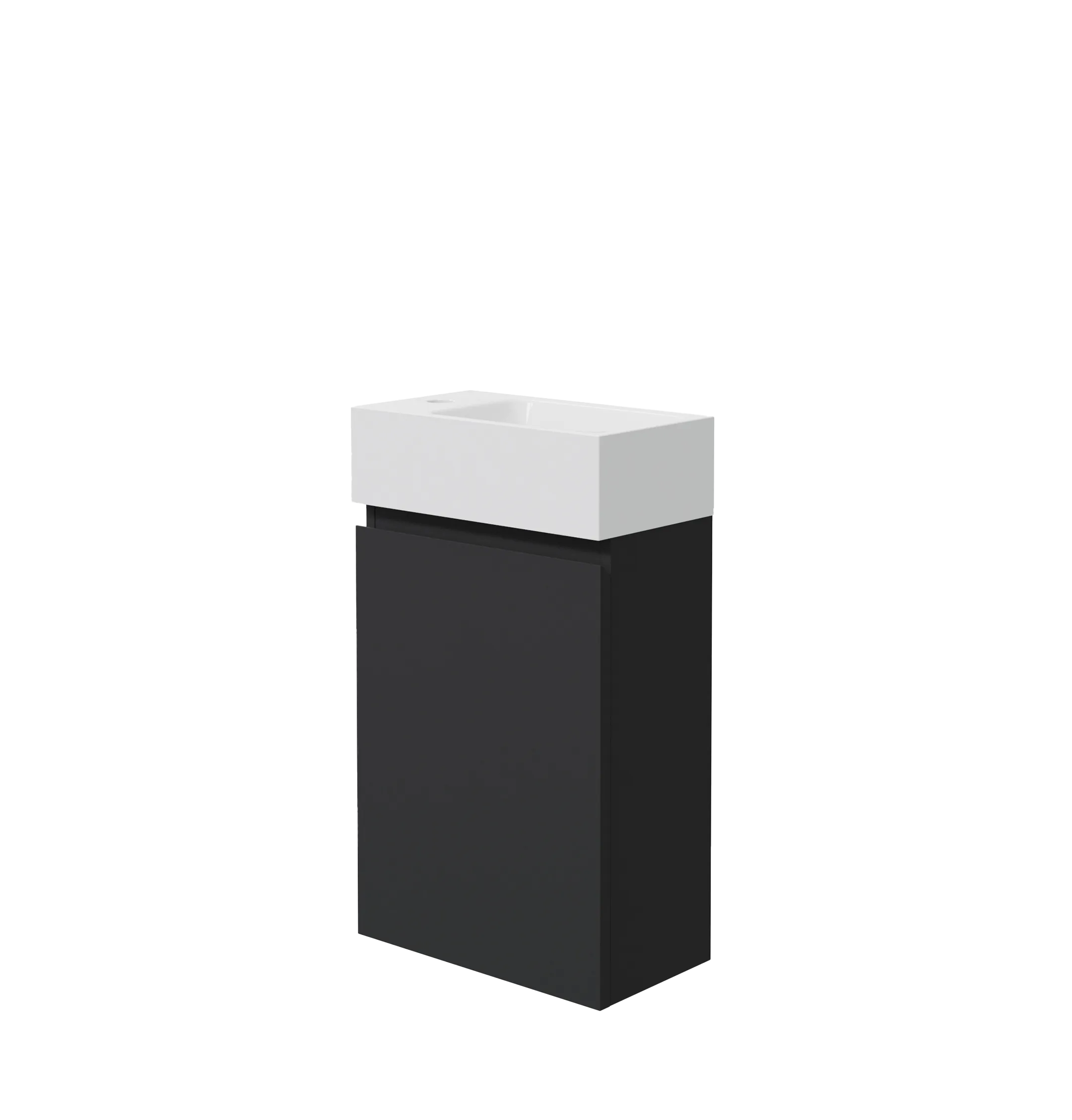Linie Lado meuble wc suspendu 40 x 22 cm noir mat avec Vano plan vasque en marbre composite brillant