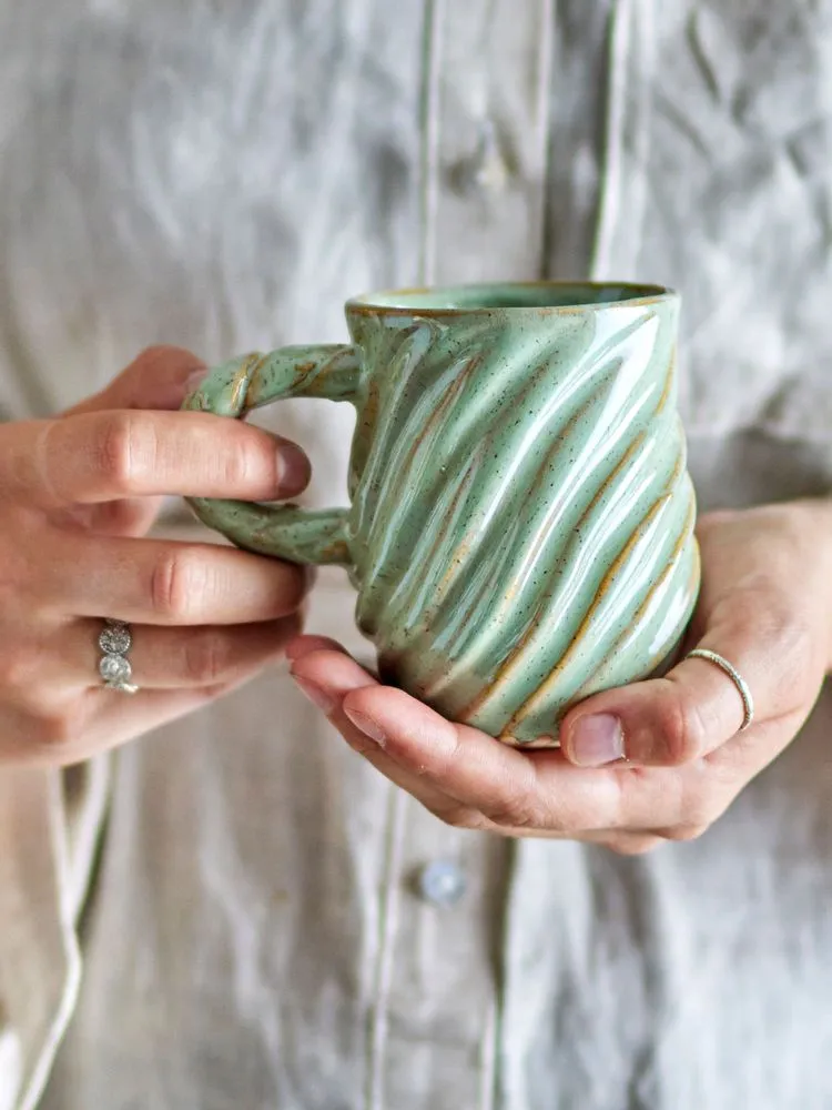 Miriam mug, green, stoneware