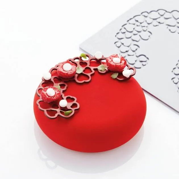 Moule Silicone Décor Cœur 13,7 x 7,6 x H 0,2 (x3) Pavoni