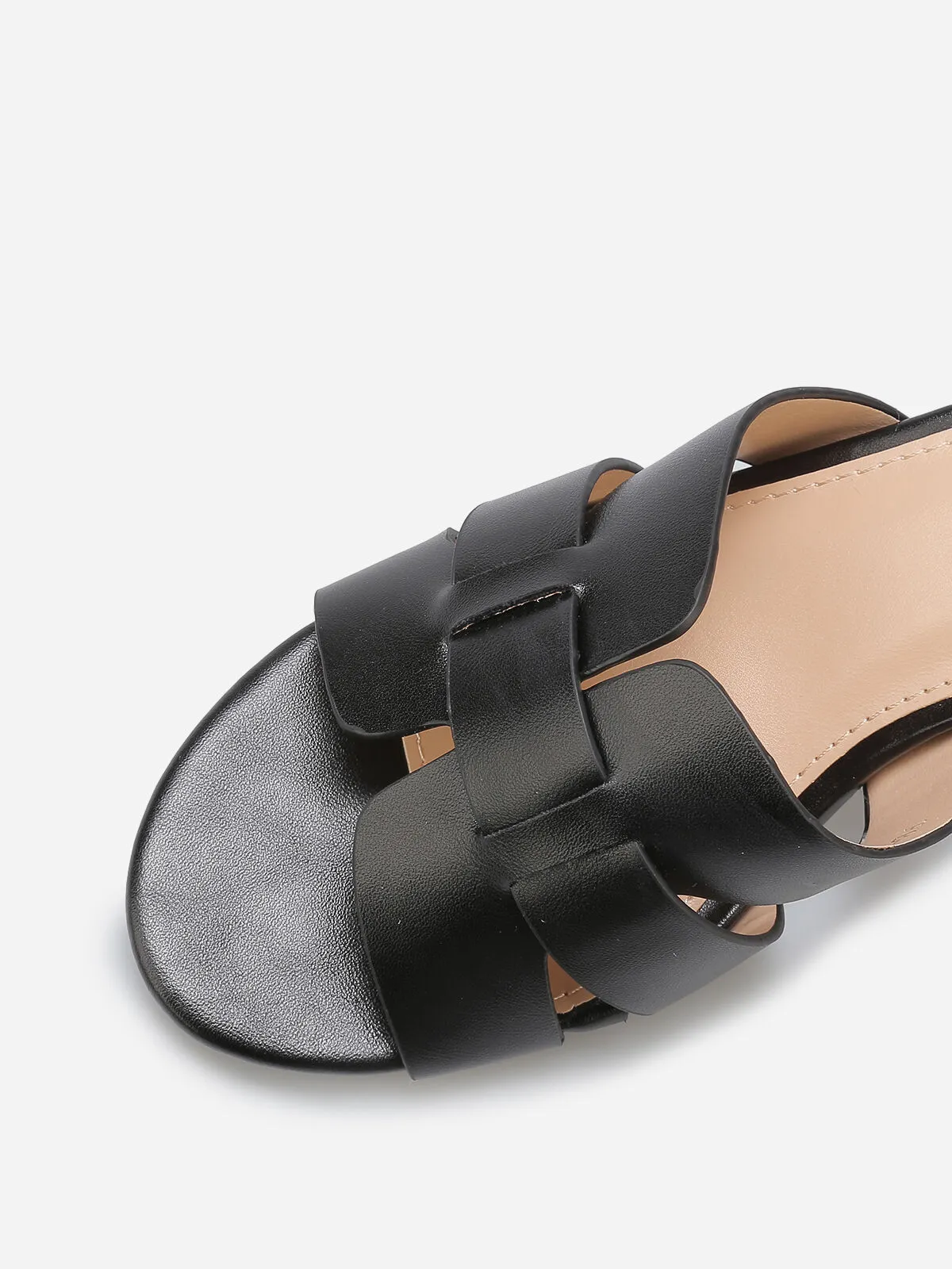Mules à talon et brides entrecroisées- Noir