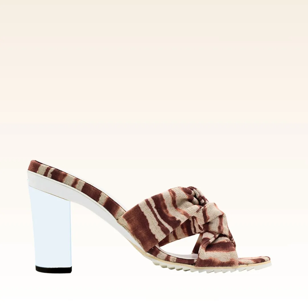 Mules confortables vegan en tissu recyclé et talon amovible