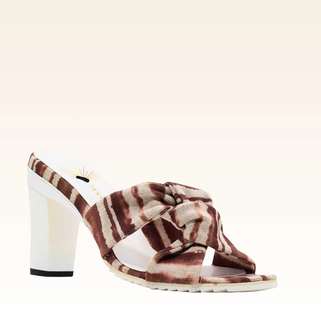 Mules confortables vegan en tissu recyclé et talon amovible