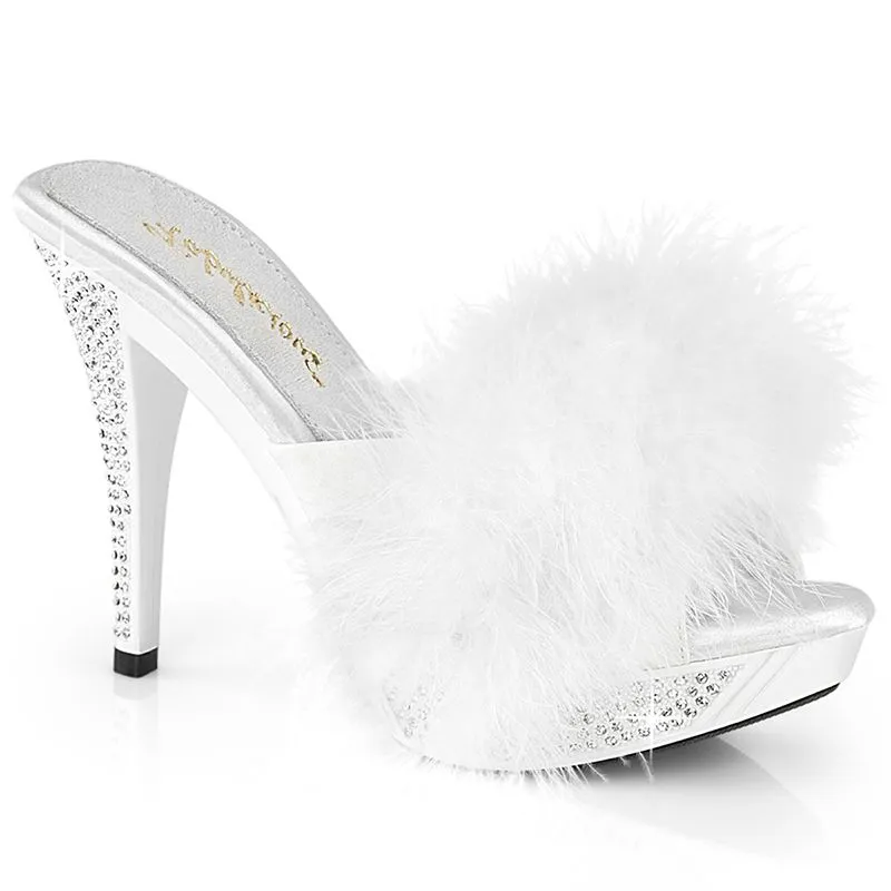 Mules froufrou à strass petit talon