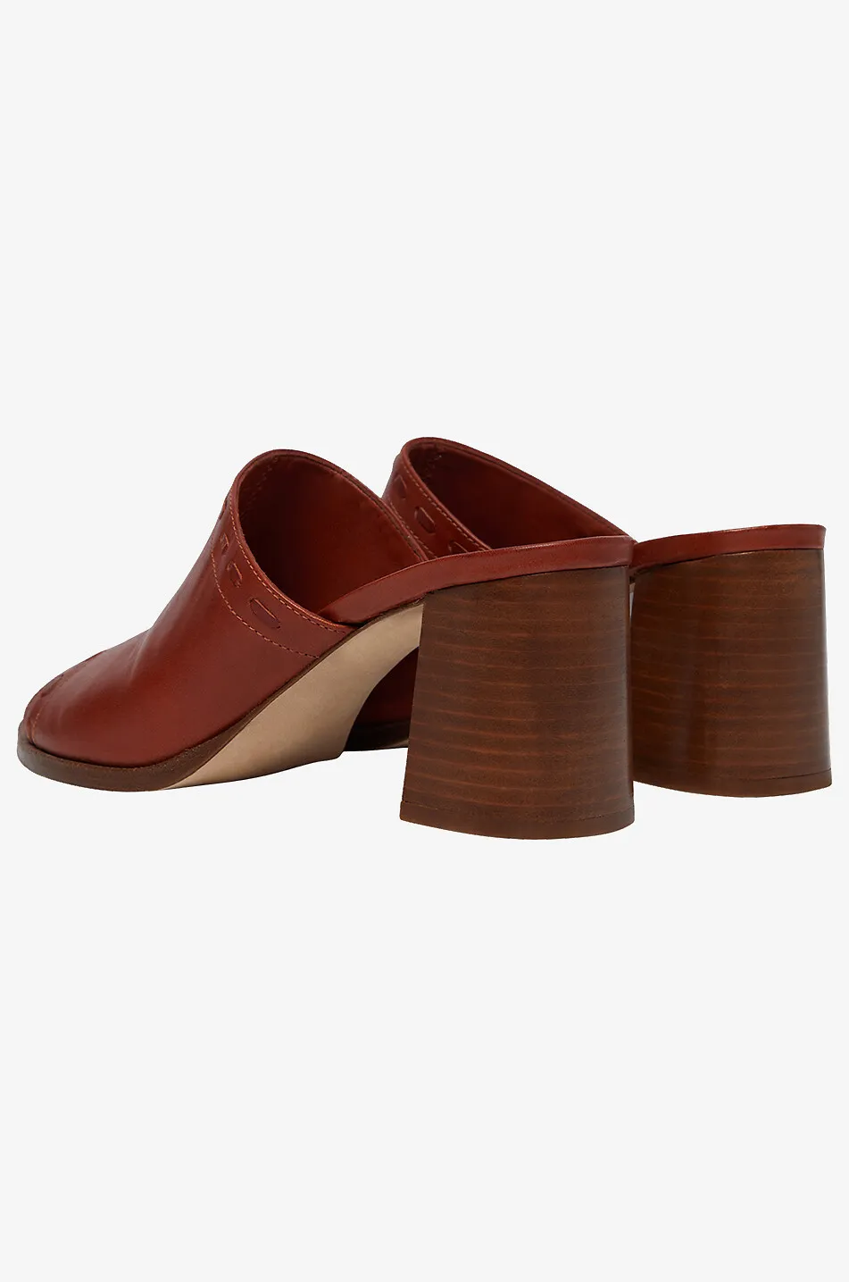 Mules à talon en cuir lisse 70