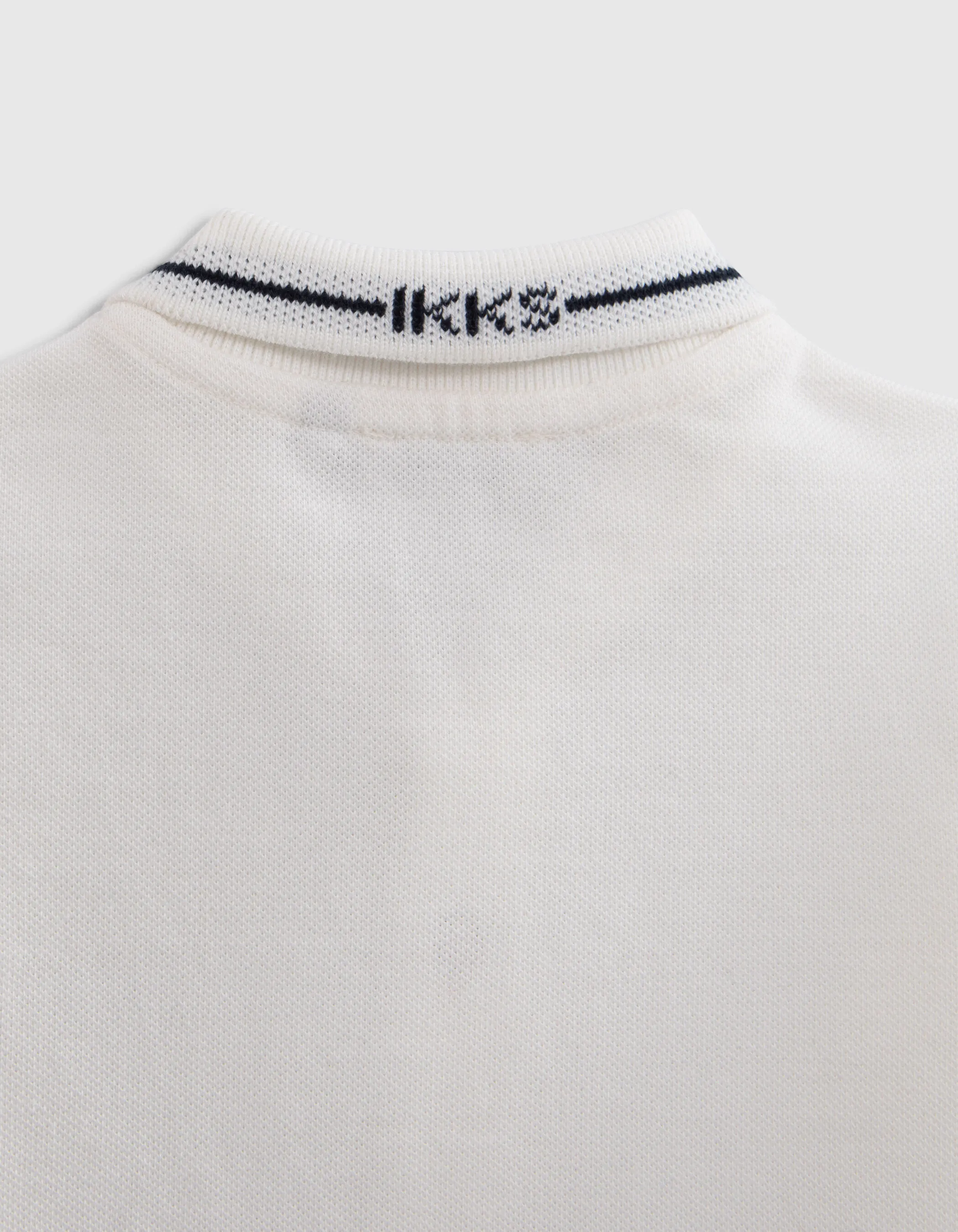Polo écru coton bio col jacquard typo bébé garçon