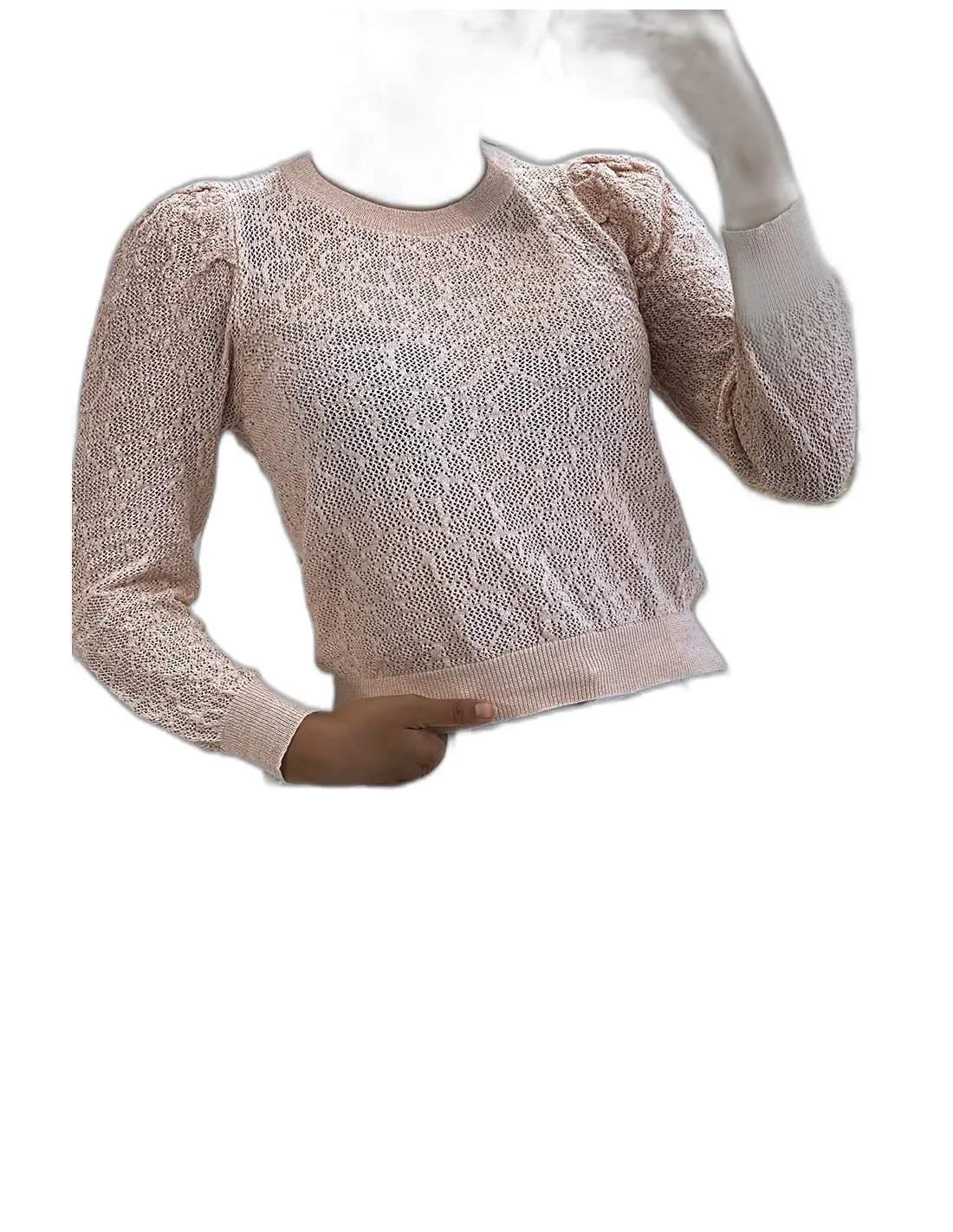 Pull jacquard rose fil doré