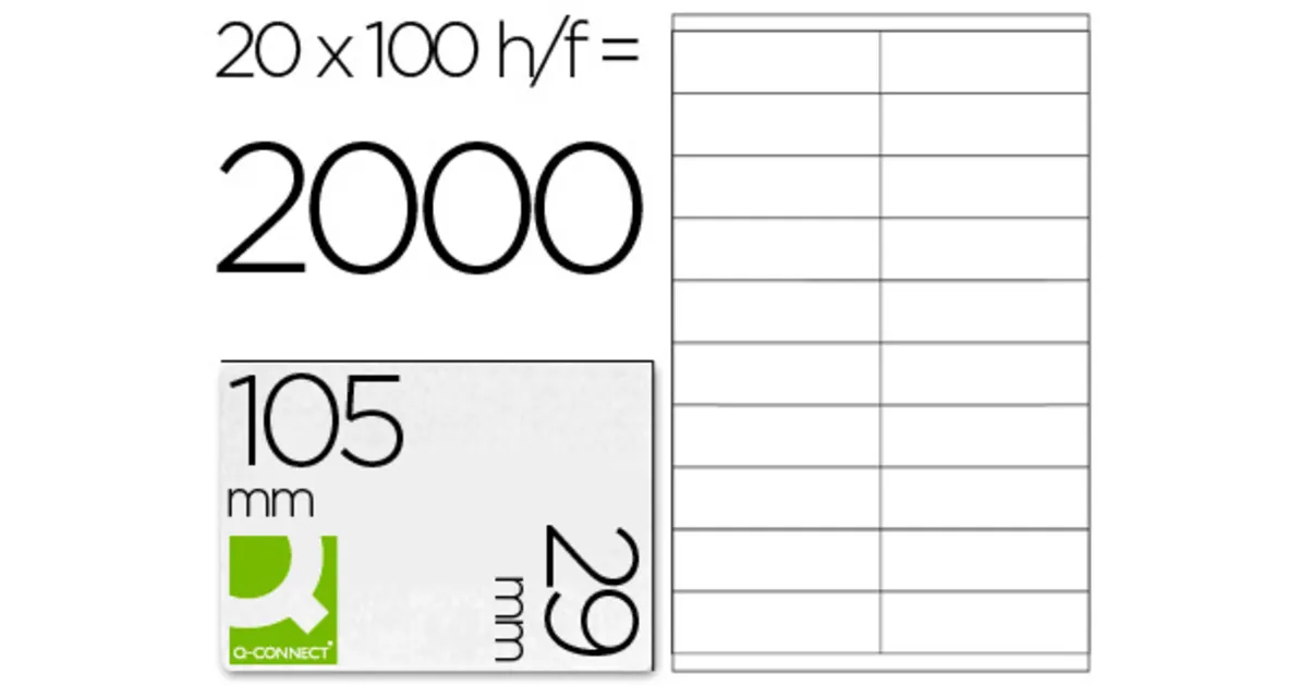 Q-CONNECT ÉTIQUETTES  COINS DROITS 105x29mm