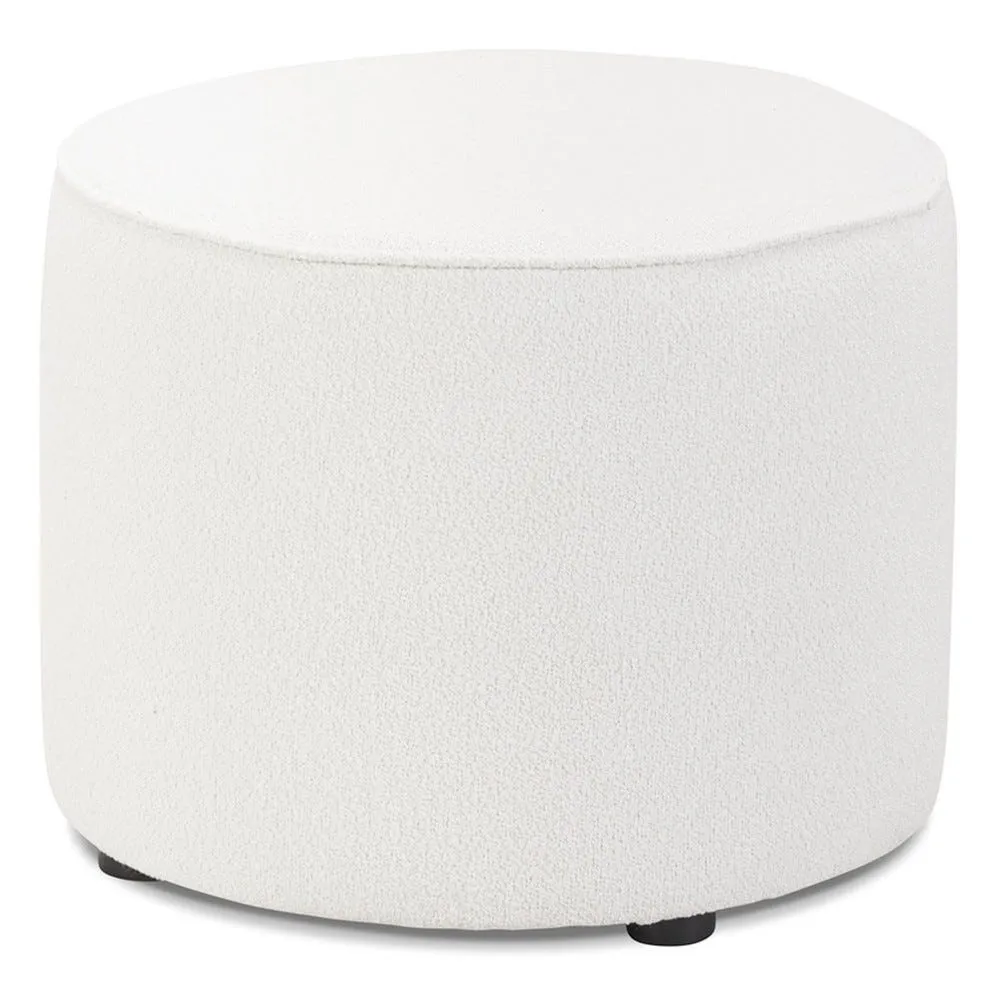 Repose-pied / pouf 'flinch' en tissu bouclé blanc