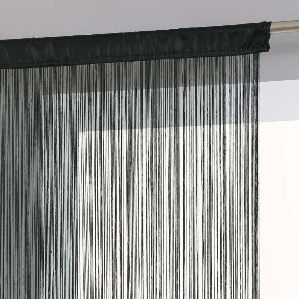 Rideau Fil 90 x 200 cm Atmosphéra Couleur Noir