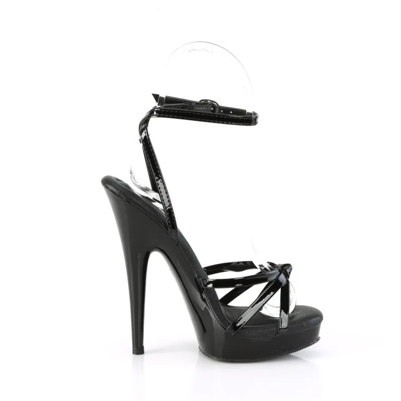 Sandale plateforme sexy noire vernis à haut talon 15 cm