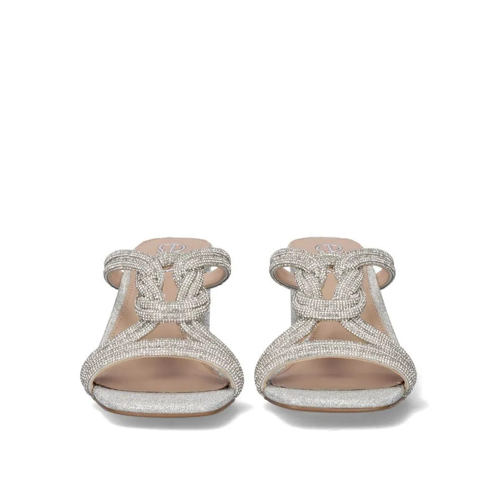 SANDALE À TALON EXÉ COMO-886 STRASS ARGENT