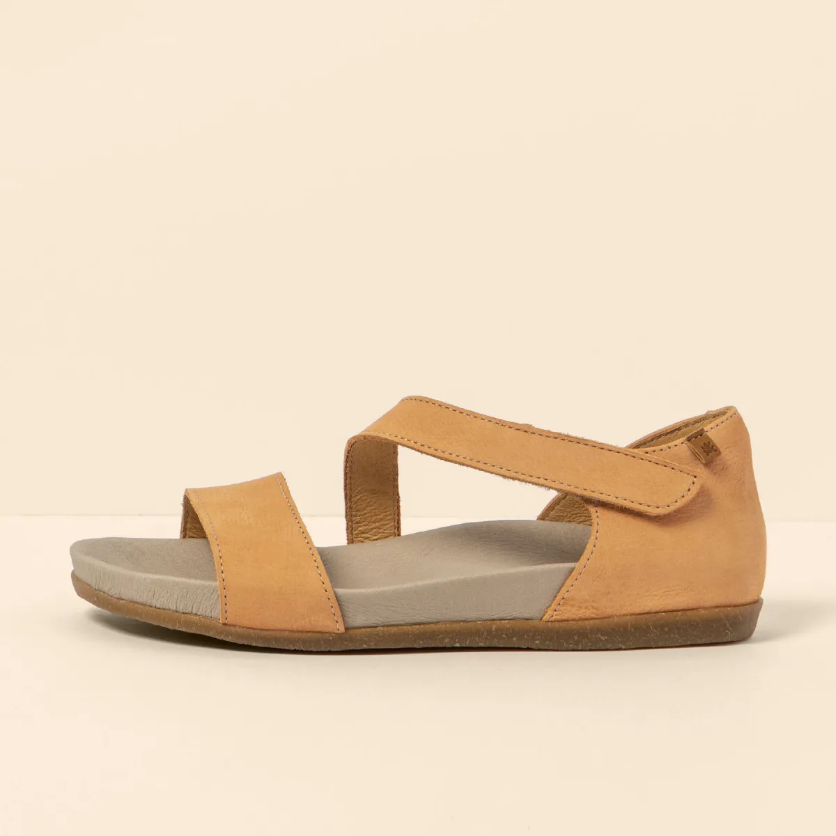 Sandales confortables plates en cuir à talon fermé - Jaune