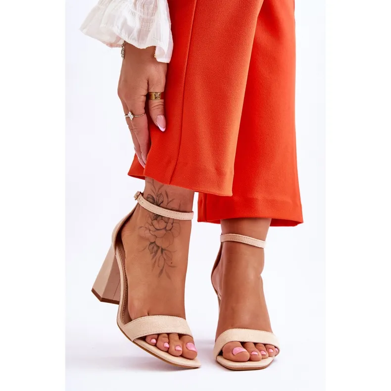 Sandales à Talon Stable pour Femme Beige Lavissa brun