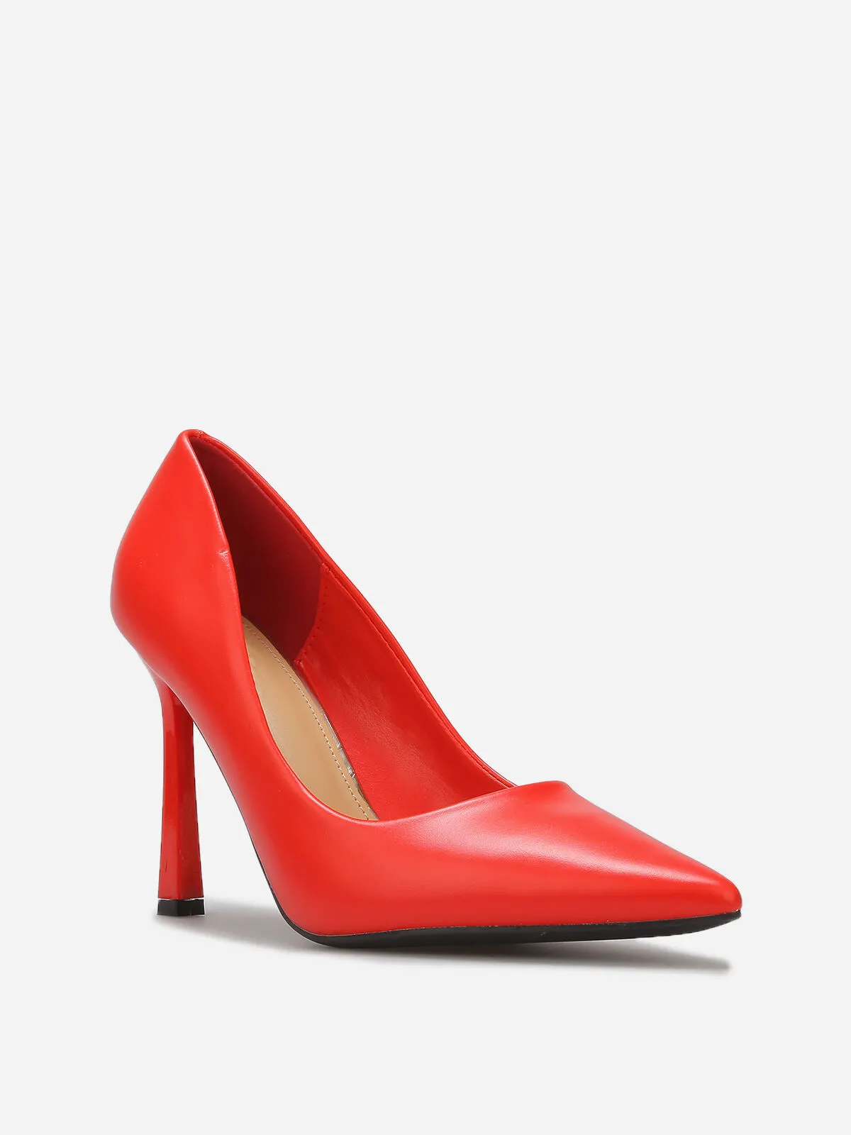 Stilettos pointus à talon verni- Rouge