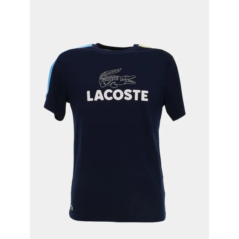 T-shirt logo ultra dry jaune bleu marine homme - Lacoste | wimod
